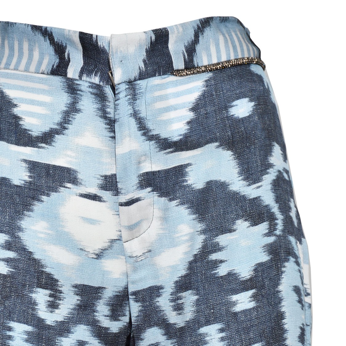 Shop Bazar Deluxe Blue Printed Viscose Flare Trousers