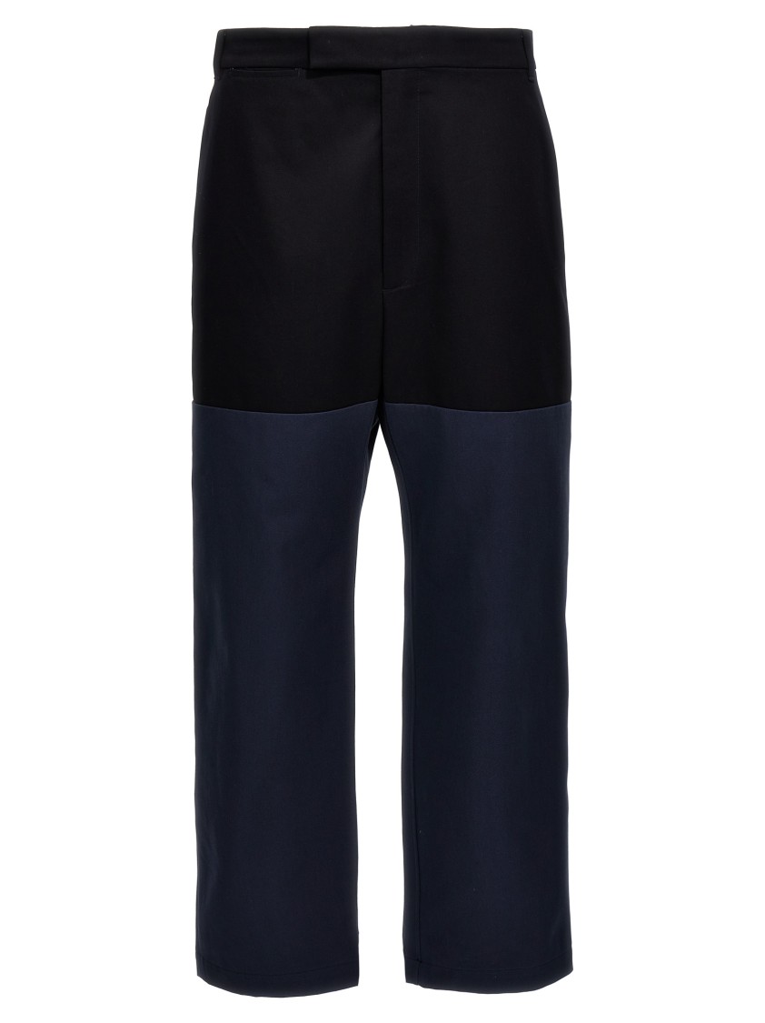 Thom Browne Unconstructed Combo Straight-leg Trousers In Blue