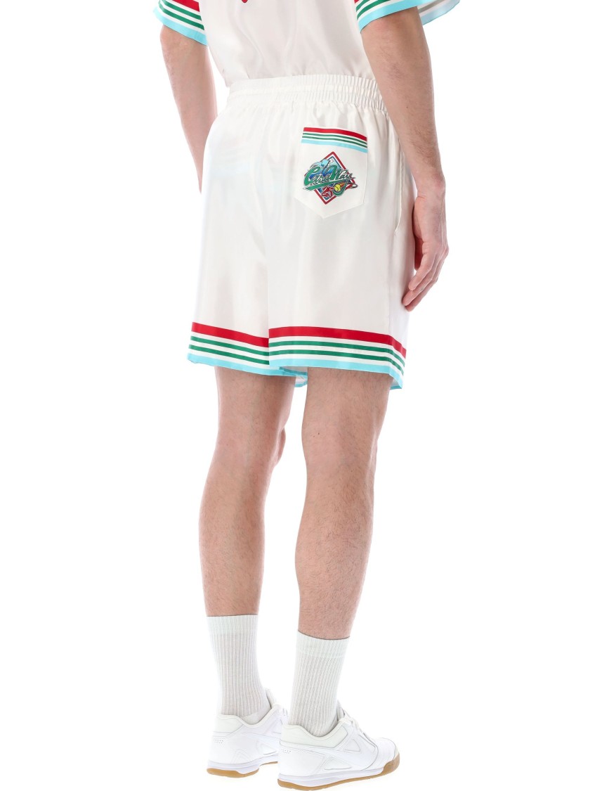 Casablanca Mens Casa Way World Series Relaxed-fit Striped Silk Shorts