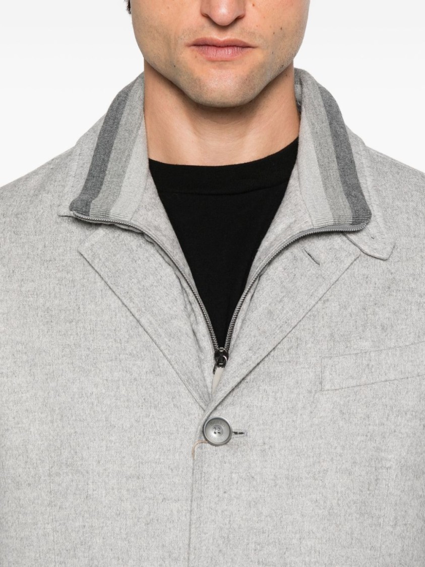 Herno Tailored Grey Jacket With Notched Lapel In Gray