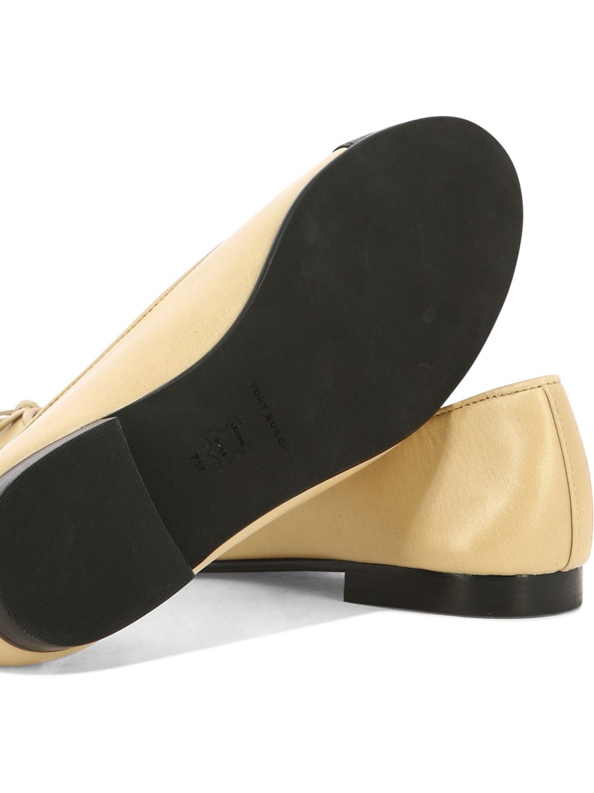 Tory Burch Goat And Bovine Leather Ballerinas In Brown