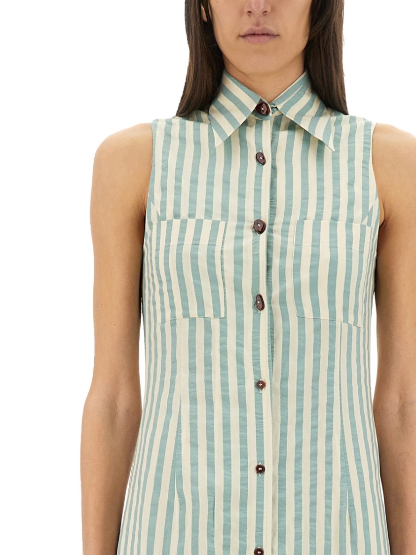Alysi Striped-pattern Sleeveless Midi Dress In Green
