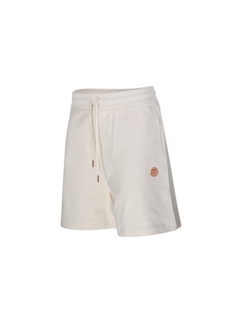 Moncler Genius X Donald Glover Relaxed Fit Cotton Shorts With Logo Detail In White