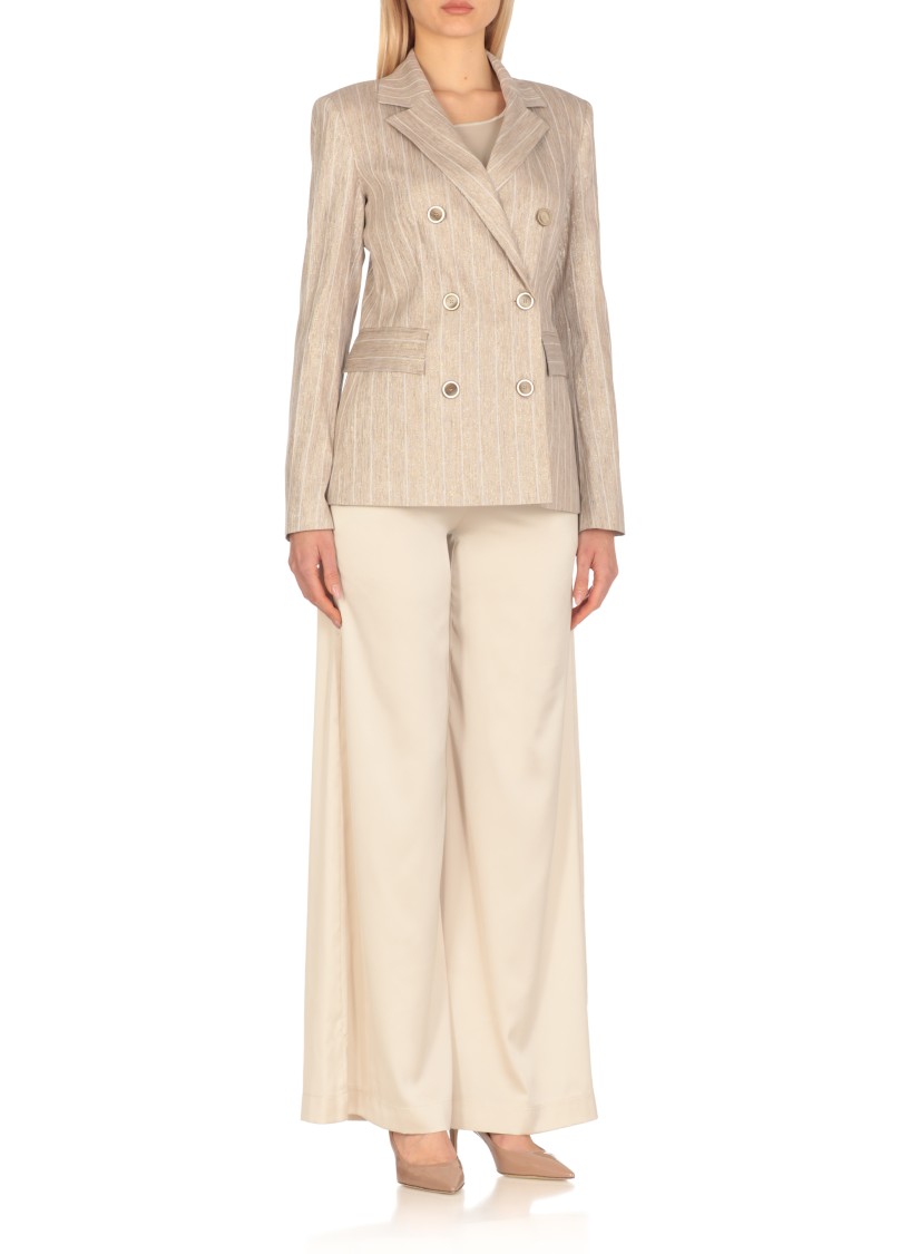 Shop D Exterior D. Exterior Gold Viscose Blend Blazer In Neutrals