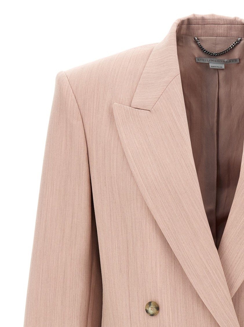 Stella Mccartney Double-breasted Wool Blazer With Peak Lapels In Pink