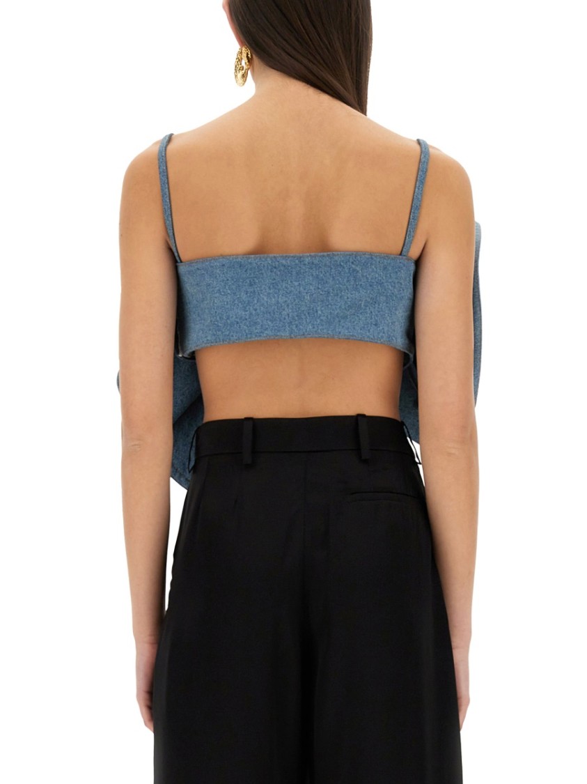 Nina Ricci Twisted Design Top With Sculptural Front In Blue