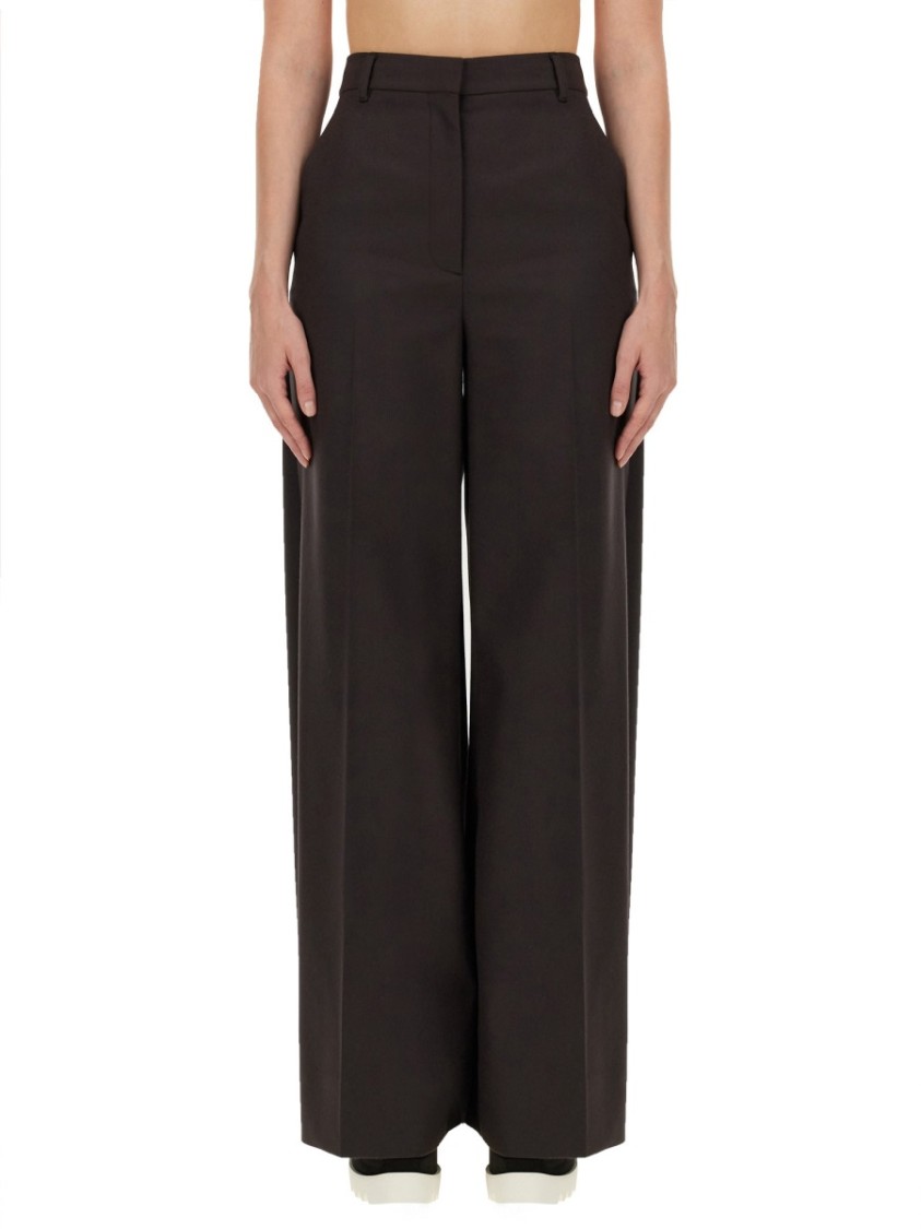 Stella Mccartney Tailored Flared Pants In Wool In Brown