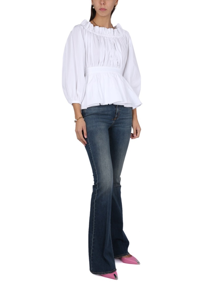 Alexander Mcqueen Off Shoulder Cotton Top In White