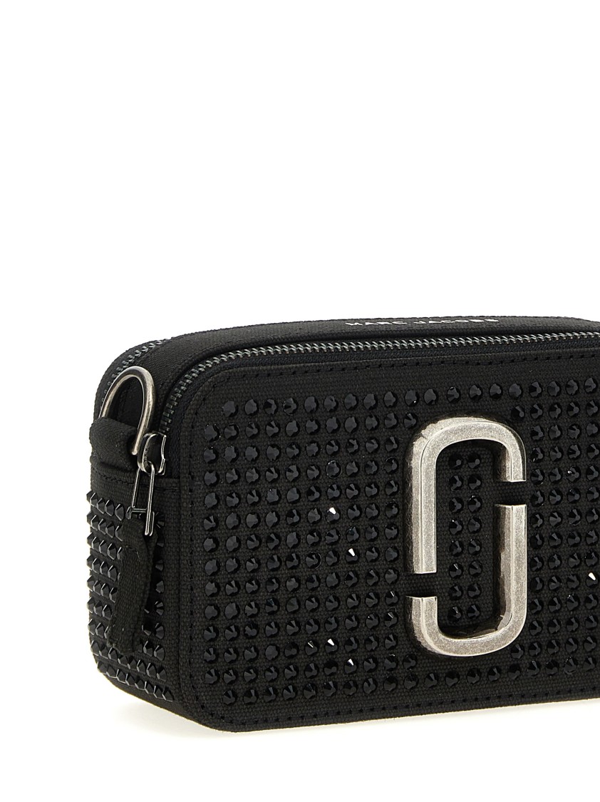 Marc Jacobs 'the Crystal Canvas Snapshot' Crossbody Bag In Black
