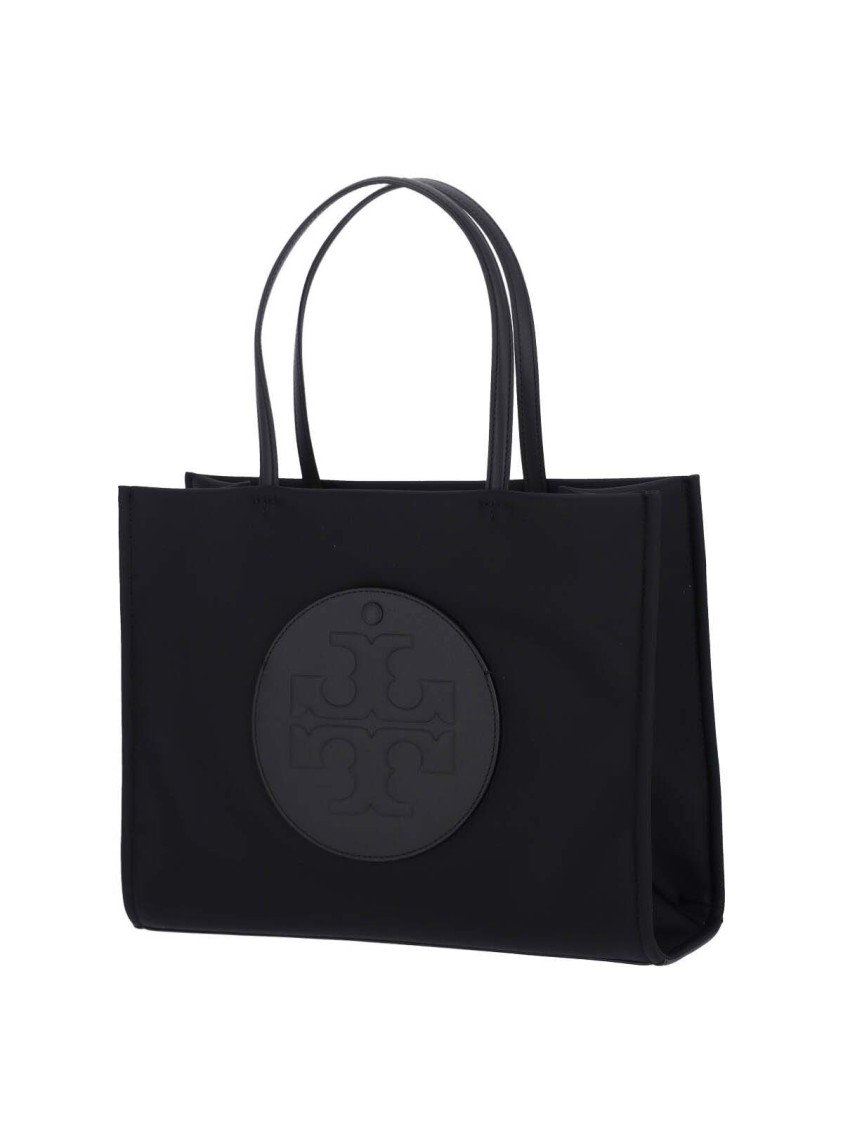 Tory Burch Black Tote With Circular Logo And Functional Design In Black