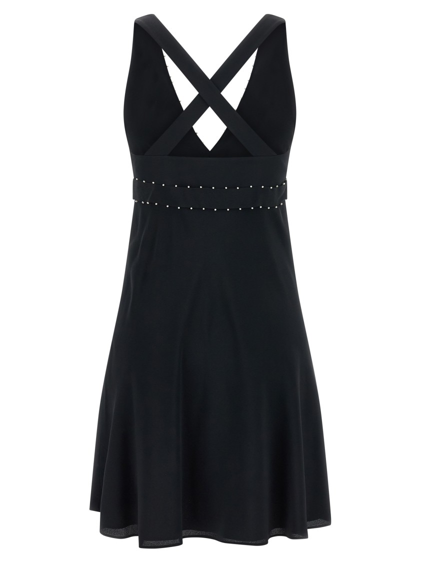 Giovanni Bedin Silk Blend Mini Dress With Pearl In Black