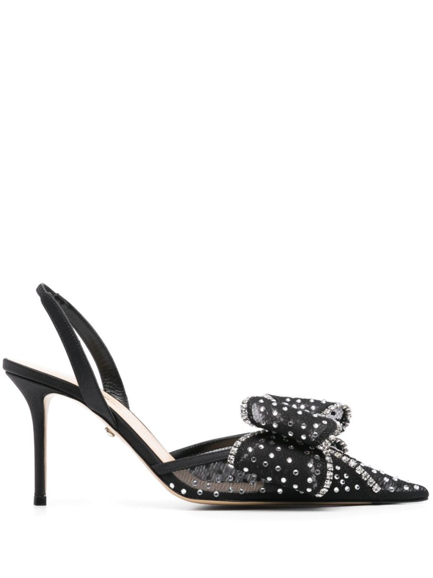 Mach&mach Mach & Mach Pointed Toe Slingback Pumps With Bow Detail In Gray