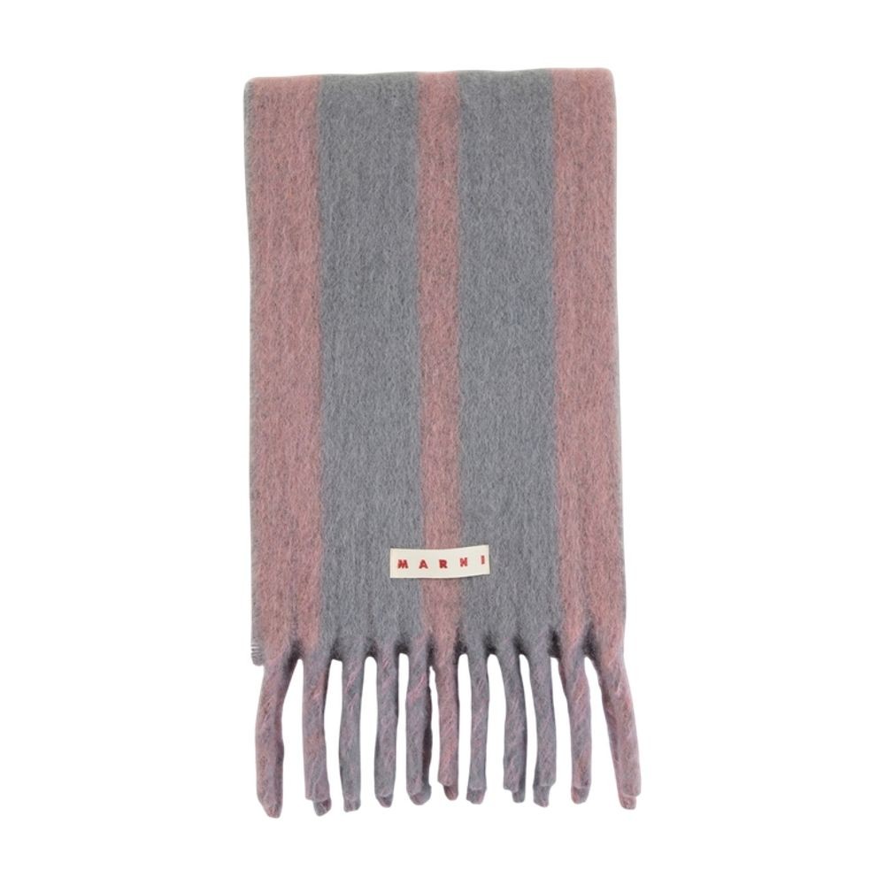 Marni Wool Scarf With Alternating Stripes In Gray