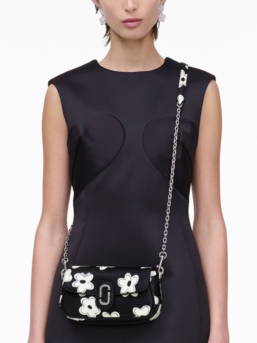 Marc Jacobs Textured Black Bag With Floral Patterns In Black
