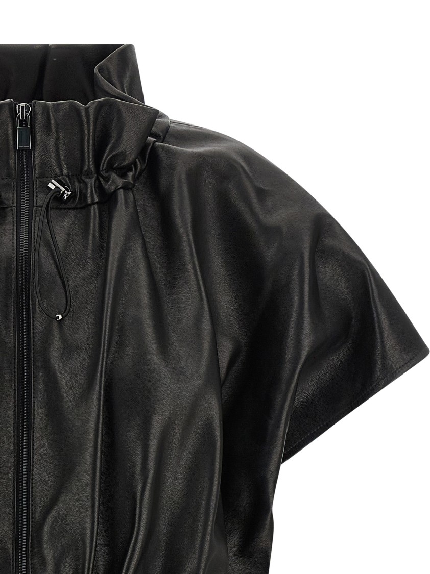 Magda Butrym Elasticized Leather Peplum Jacket In Black In Black