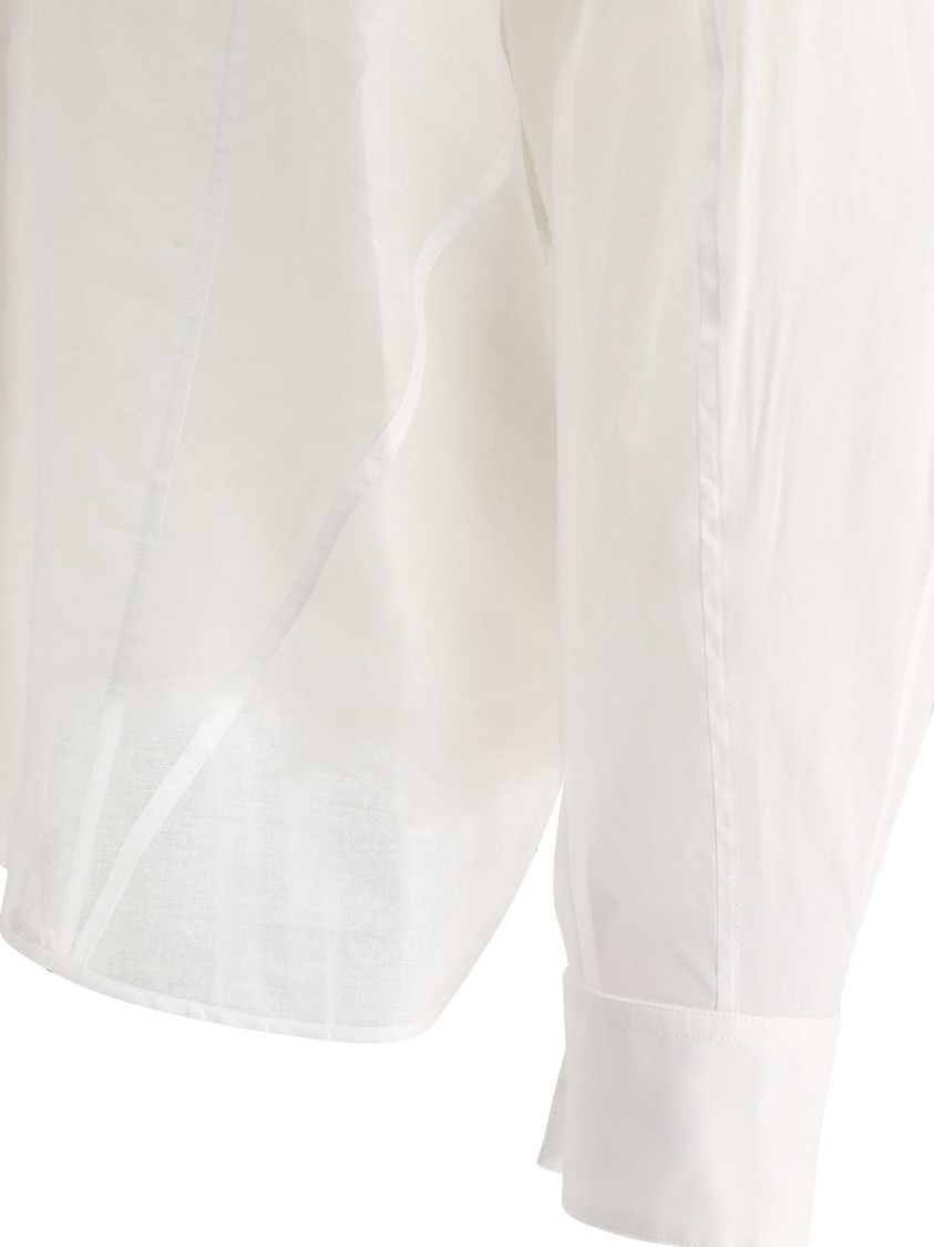 Jil Sander White Shirt With Sheer Petticoat Layer And Mandarin Collar In White