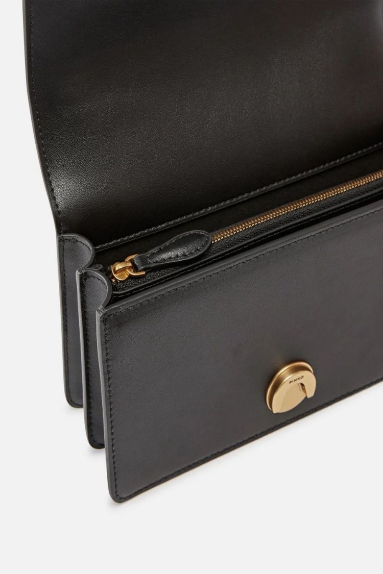 Pinko Leather Shoulder Bag With Signature Gold-tone Clasp