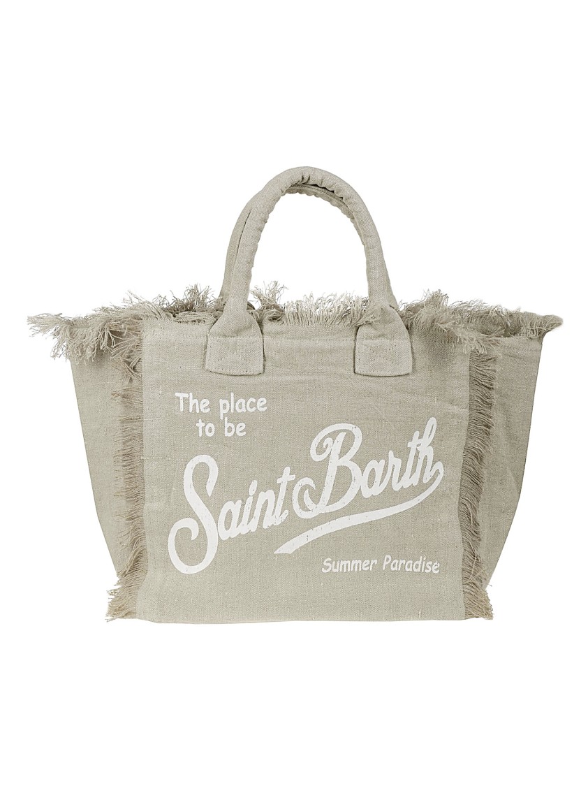 Mc2 Saint Barth Linen Vanity Bag With Decorative Fringes
