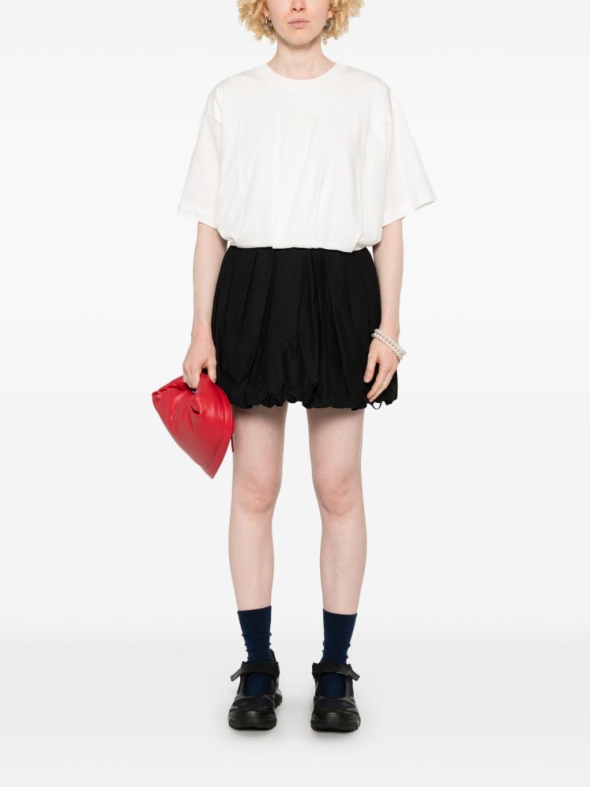Shop Pinko Pleated Black Skirt With Drawstring Hem