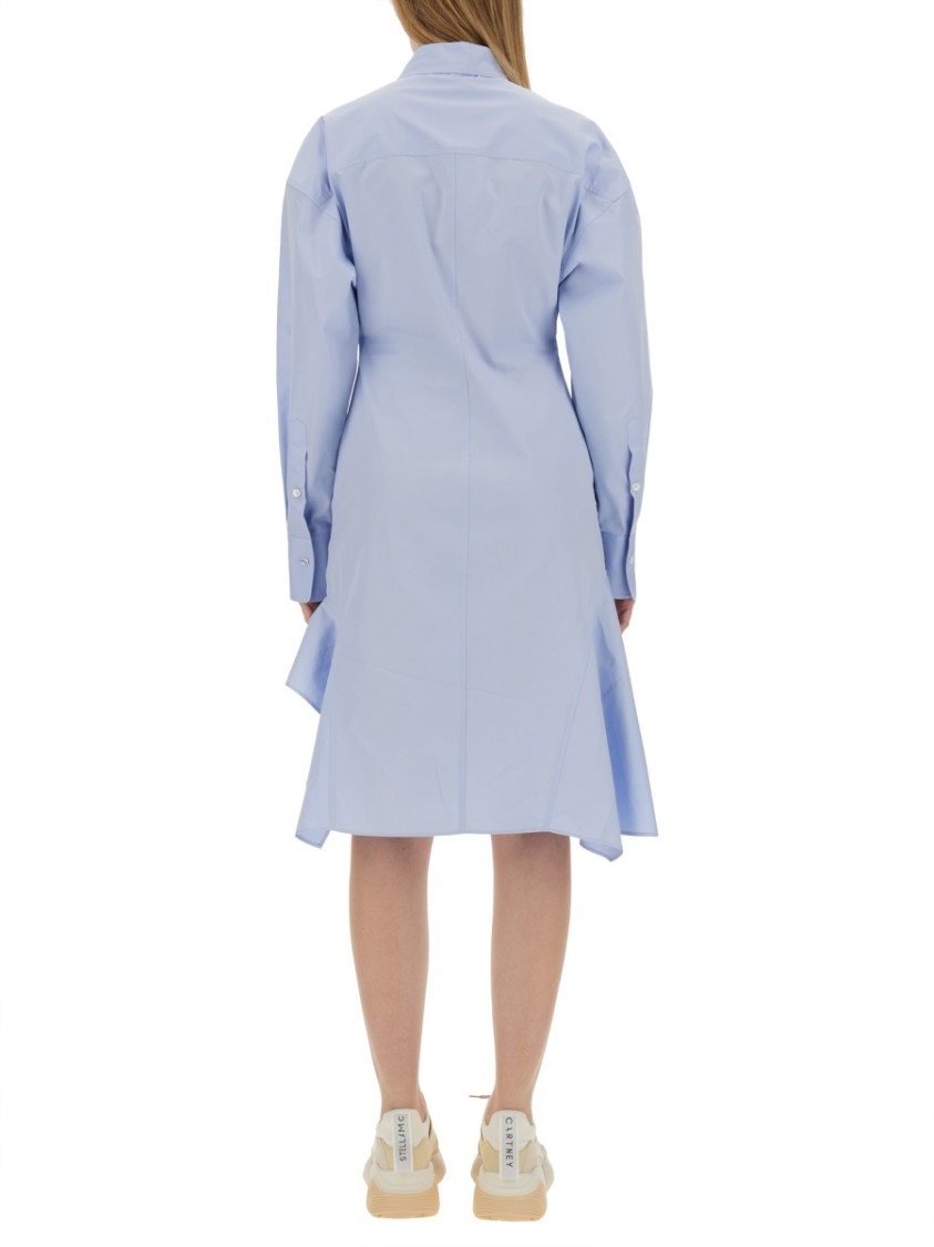Stella Mccartney Hem Asymmetric Shirt Dress With Chest Pocket In Blue