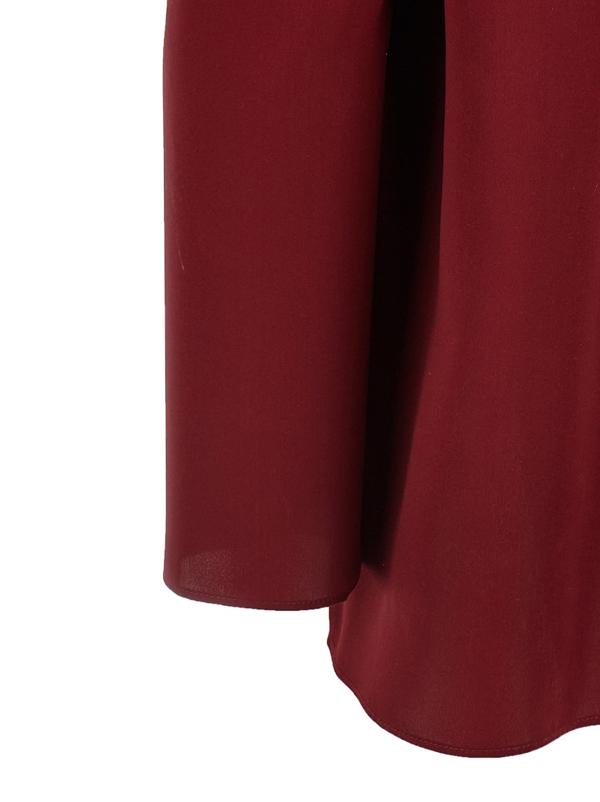 Magda Butrym Silk Blouse With V-neck And Removable Brooch In Red