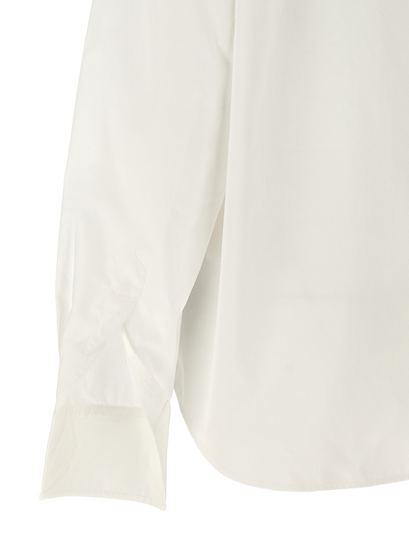 Mm6 Maison Margiela Mm6 By Maison Margiela V-neck Cotton Shirt With Long Cuffed Sleeves In White