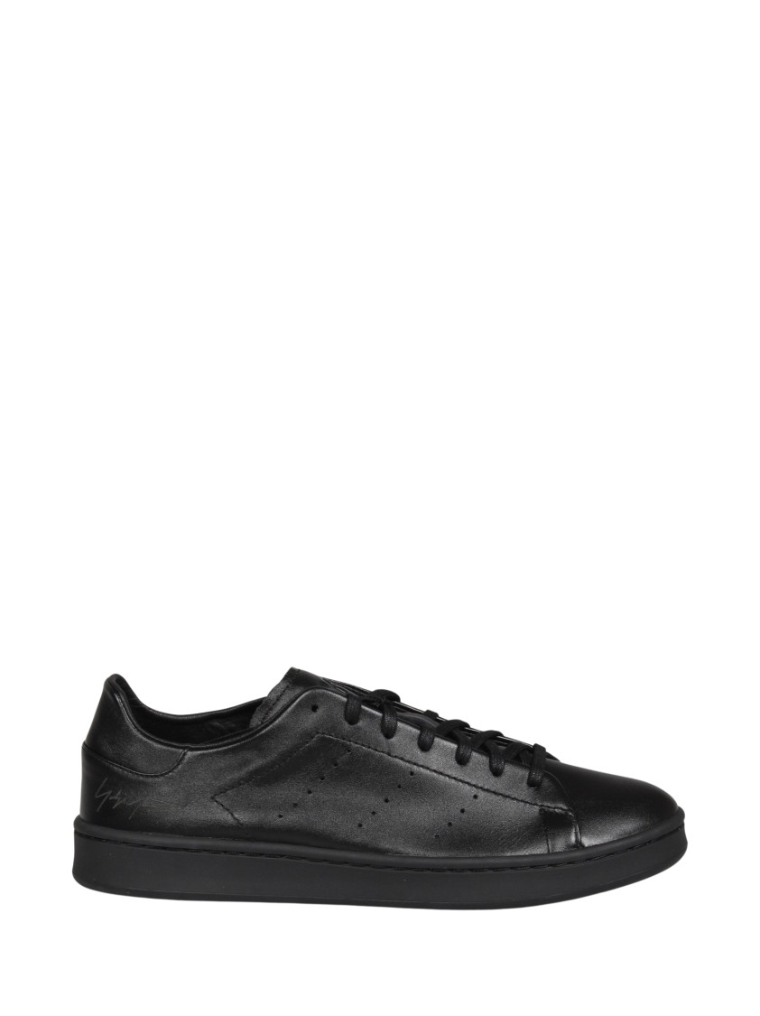 Shop Y-3 Lace-up Leather Stan Smith Sneakers In Black