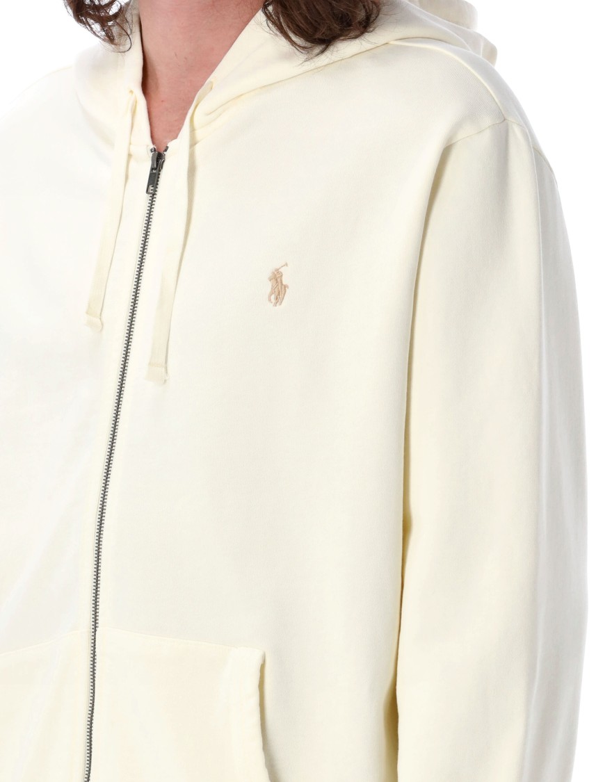 POLO RALPH LAUREN POLO RALPH LAUREN CREAM FULL-ZIP HOODIE WITH SIGNATURE LOGO AND DRAWSTRING HOOD