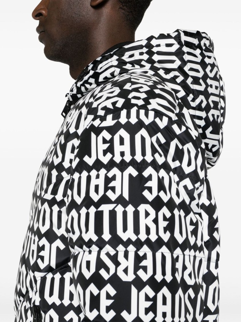 VERSACE JEANS COUTURE VERSACE JEANS COUTURE BLACK PUFFER JACKET WITH BOLD LOGO 