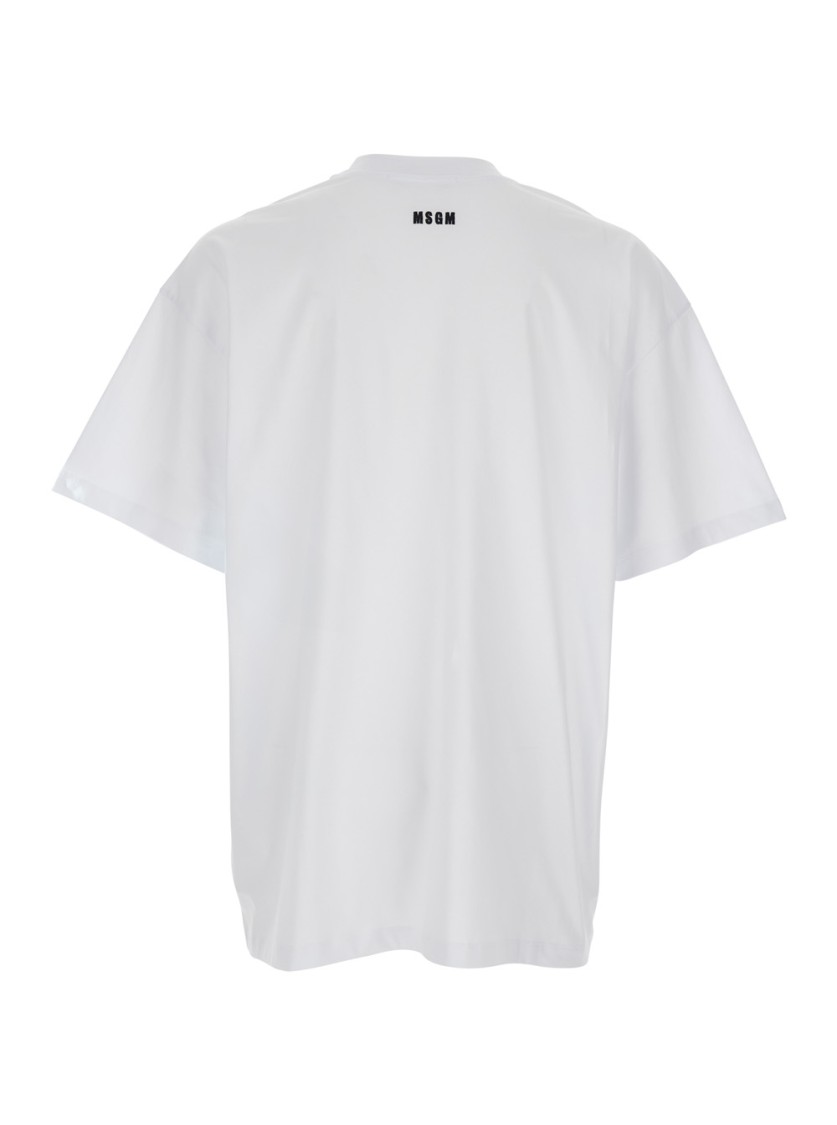 Shop Msgm White Cotton T-shirt With Logo Print