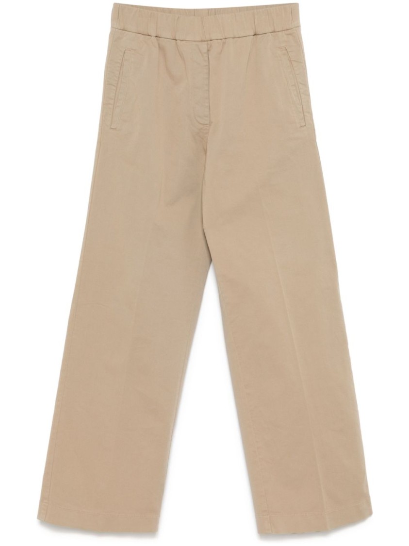 Forte Forte Cotton High Waisted Trousers In Neutrals