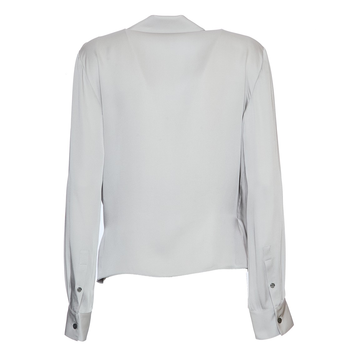 Theory Platinum Blouse With V-neck And Lapel Wrap