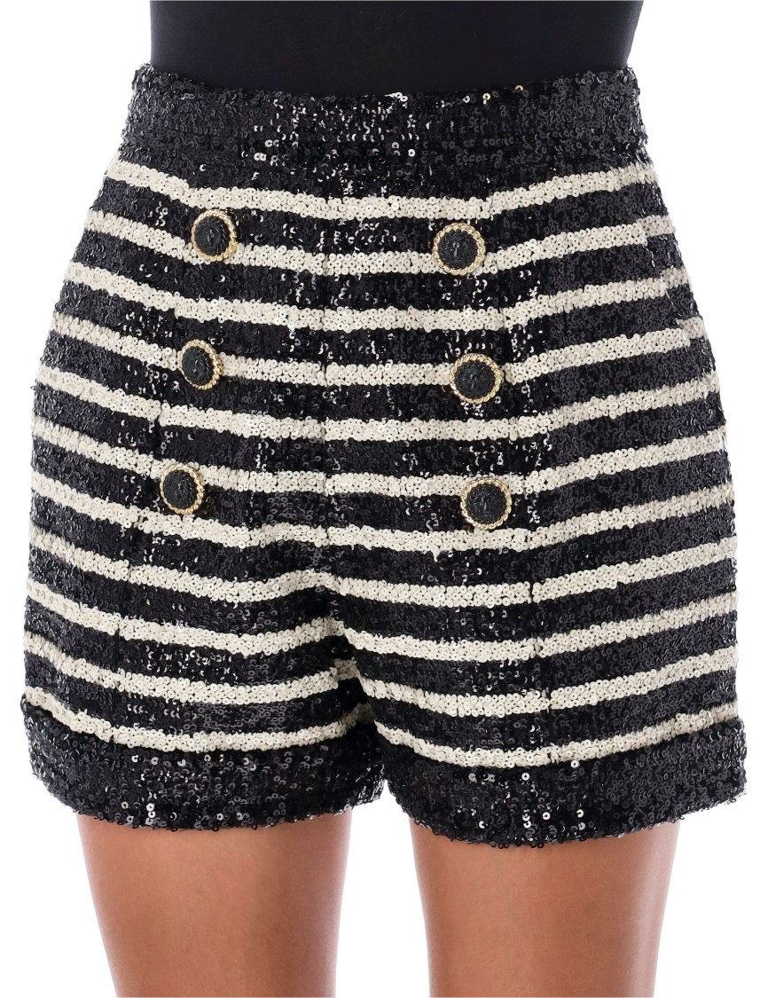 BALMAIN BALMAIN STRIPES SEQUIN SHORT 