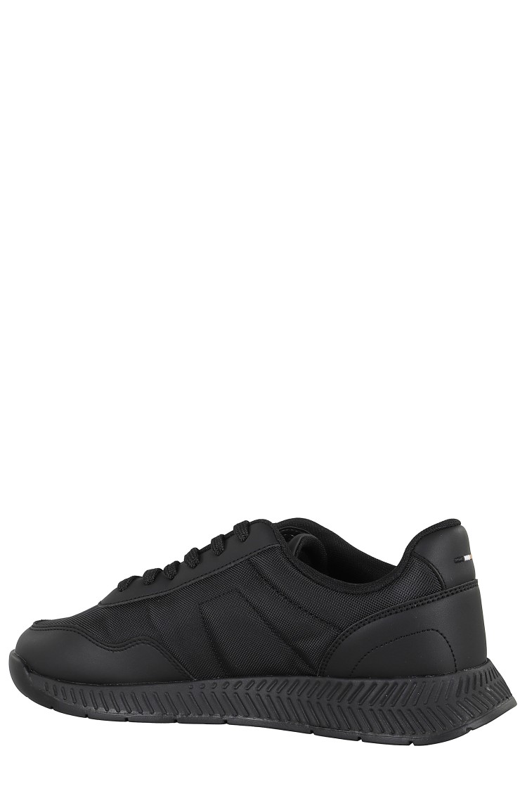 Hugo Boss Mixed-material Trainers With Mesh And Leather In Black
