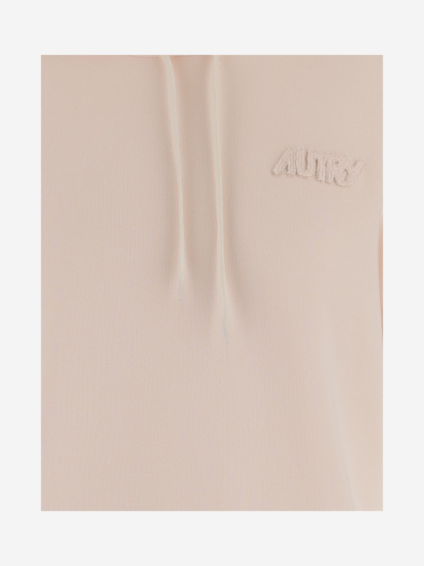 Autry Hooded Sweatshirt With Logo Embroidery And Elasticized Edges In Pink