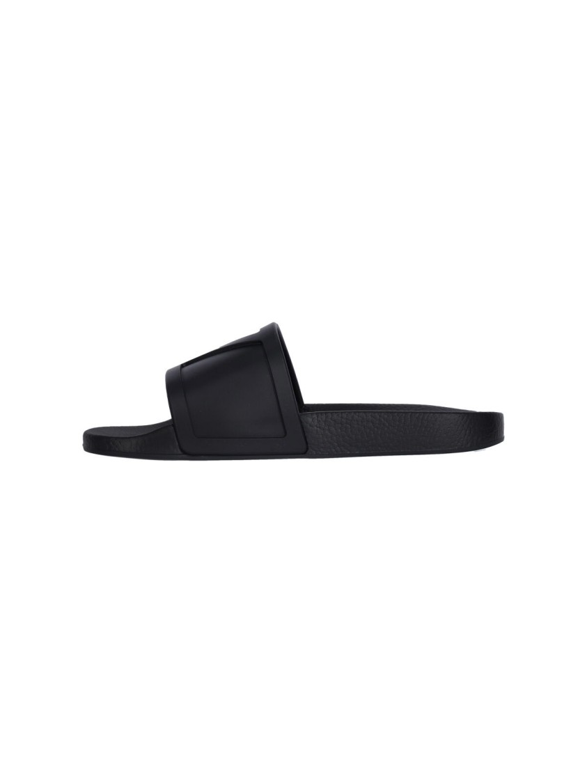 Valentino Garavani Black Sandals With Vlogo Detail On The Front In Tech Fabric Man In Black