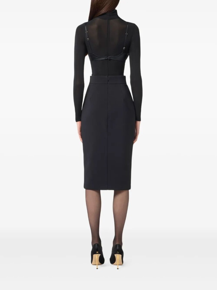 Elisabetta Franchi Lightweight Crepe Skirt With Black Zip In Black