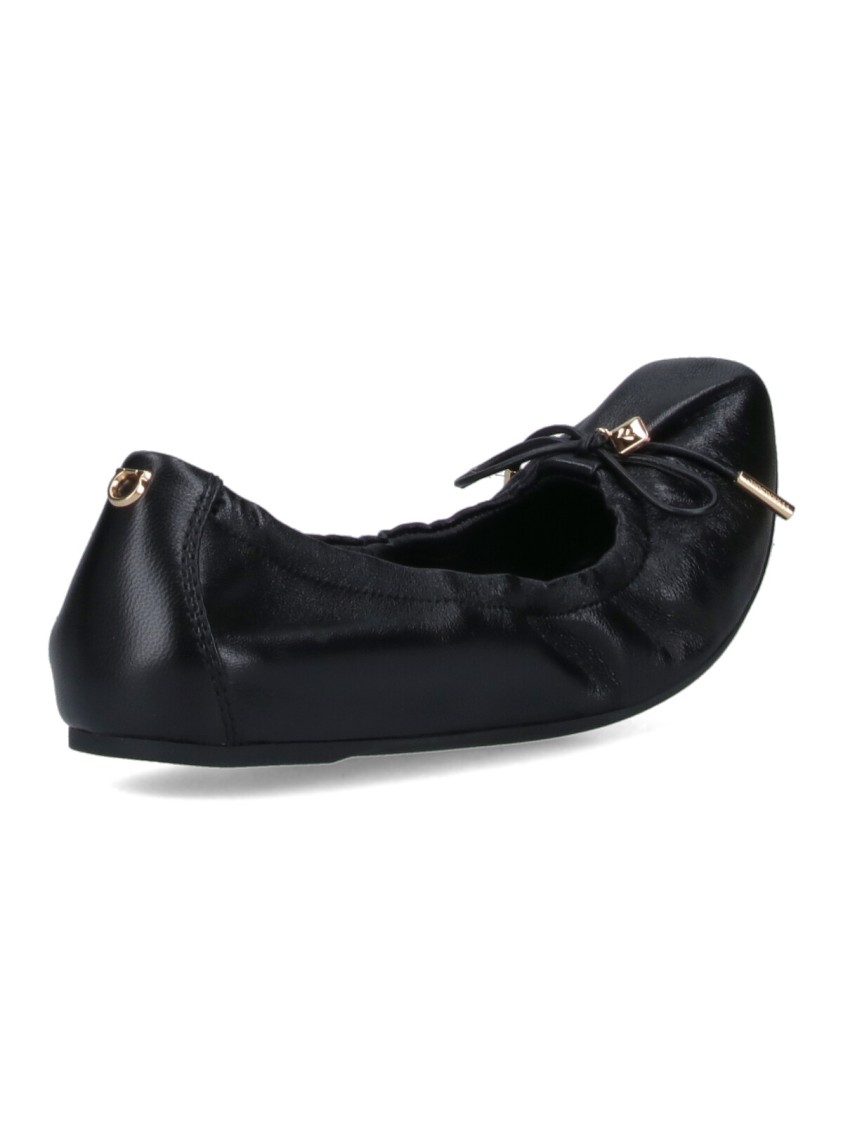 Ferragamo Ruched Ballerinas With Bow – Black