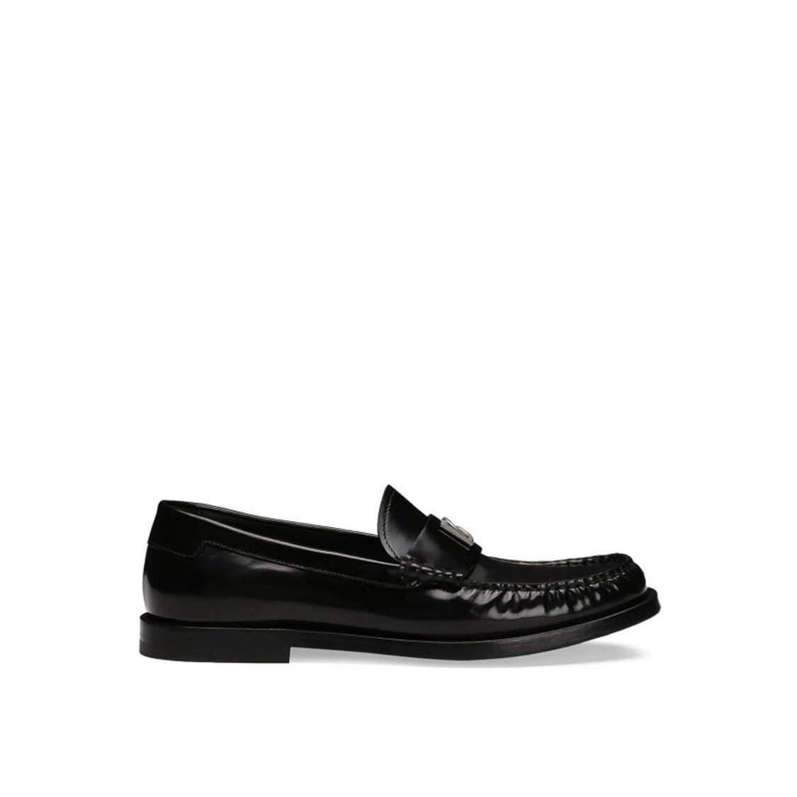 Dolce & Gabbana Dg Medallion Leather Classic Loafers In Black
