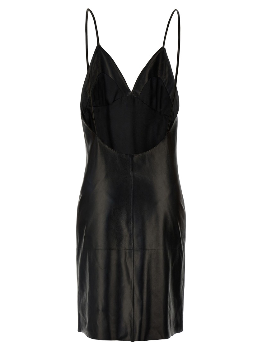 Saint Laurent Leather Slip Dress In Black