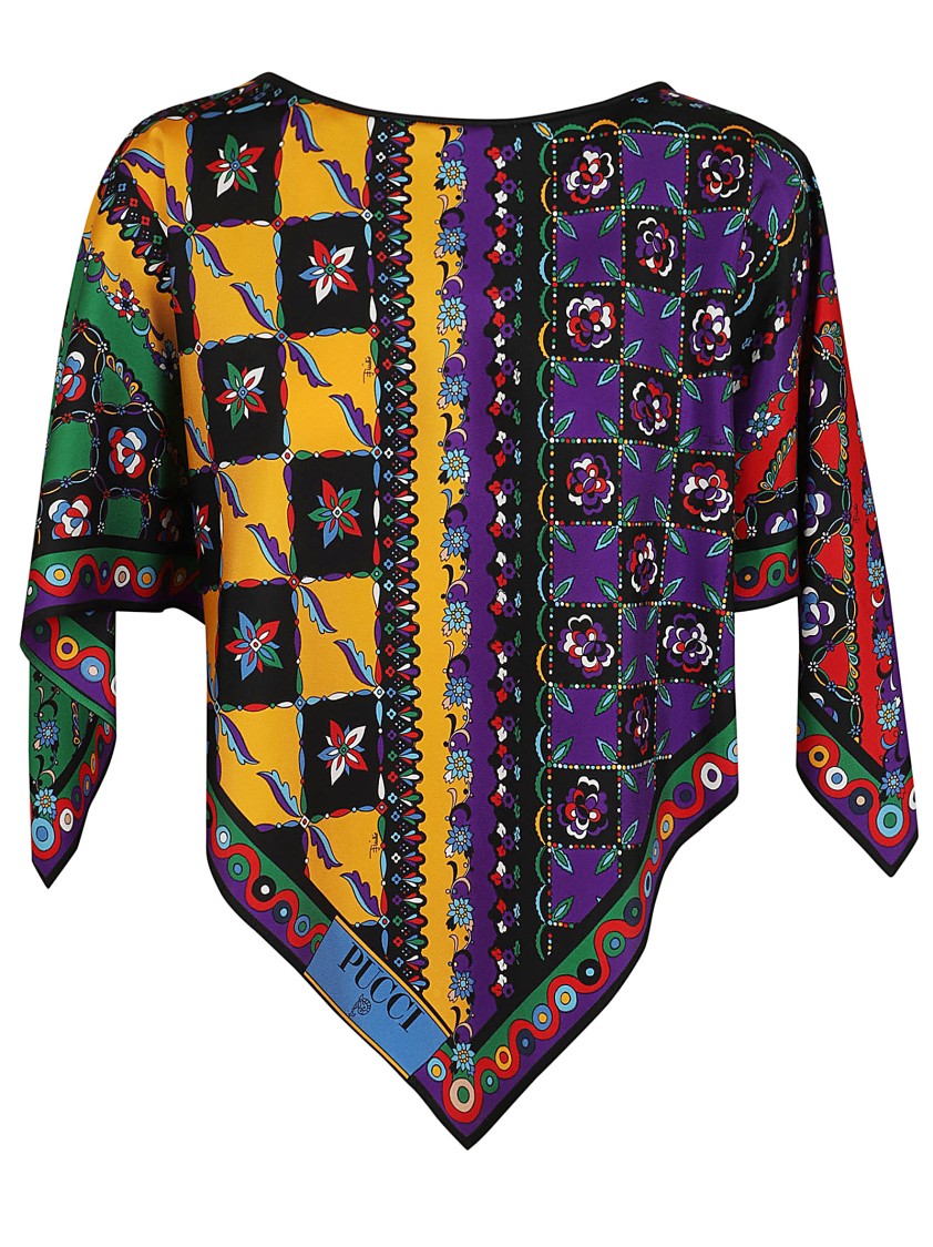 Pucci Festa Onde-print Kaftan Top In Multicolor
