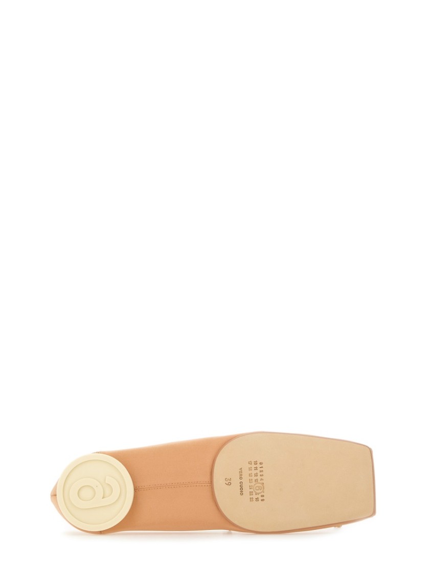 Mm6 Maison Margiela Mm6 By Maison Margiela Ballerina Flats With Logo And Bow Detail In Neutrals