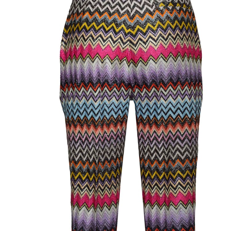 パンツ Missoni Multicolored Chevron Print Lame Thread Viscose Capri Missoni Multicolored Chevron Print Lamé Thread Viscose Capri