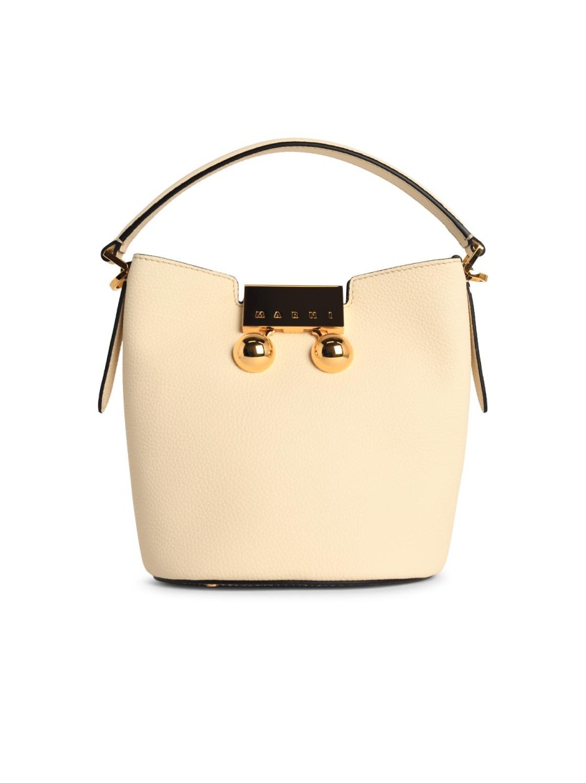 Marni Medium 'trunkaroo' White Leather Shoulder Bag In Neutral