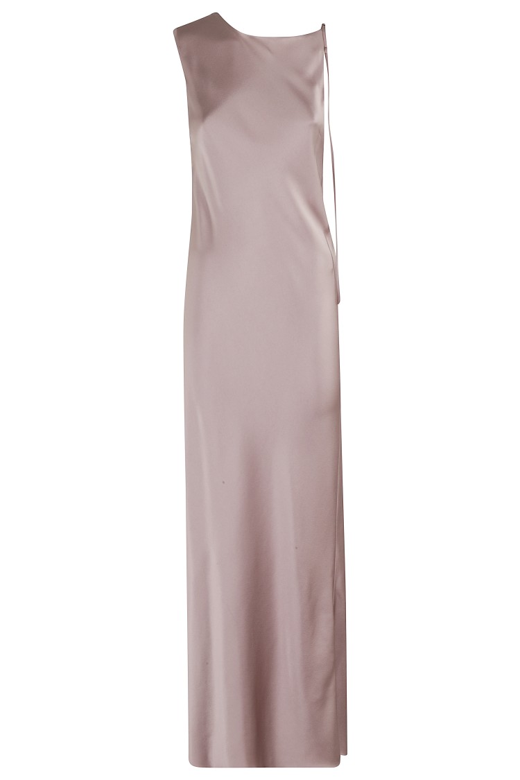 Shop Alysi Liquid Satin Maxi Dress With Asymmetrical Neckline