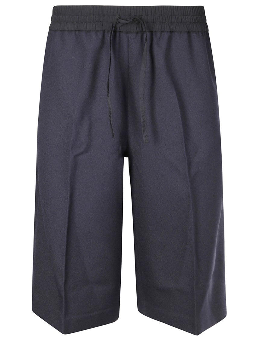 Studio Nicholson Oversized Bermuda Shorts With Elastic Waist In Blue