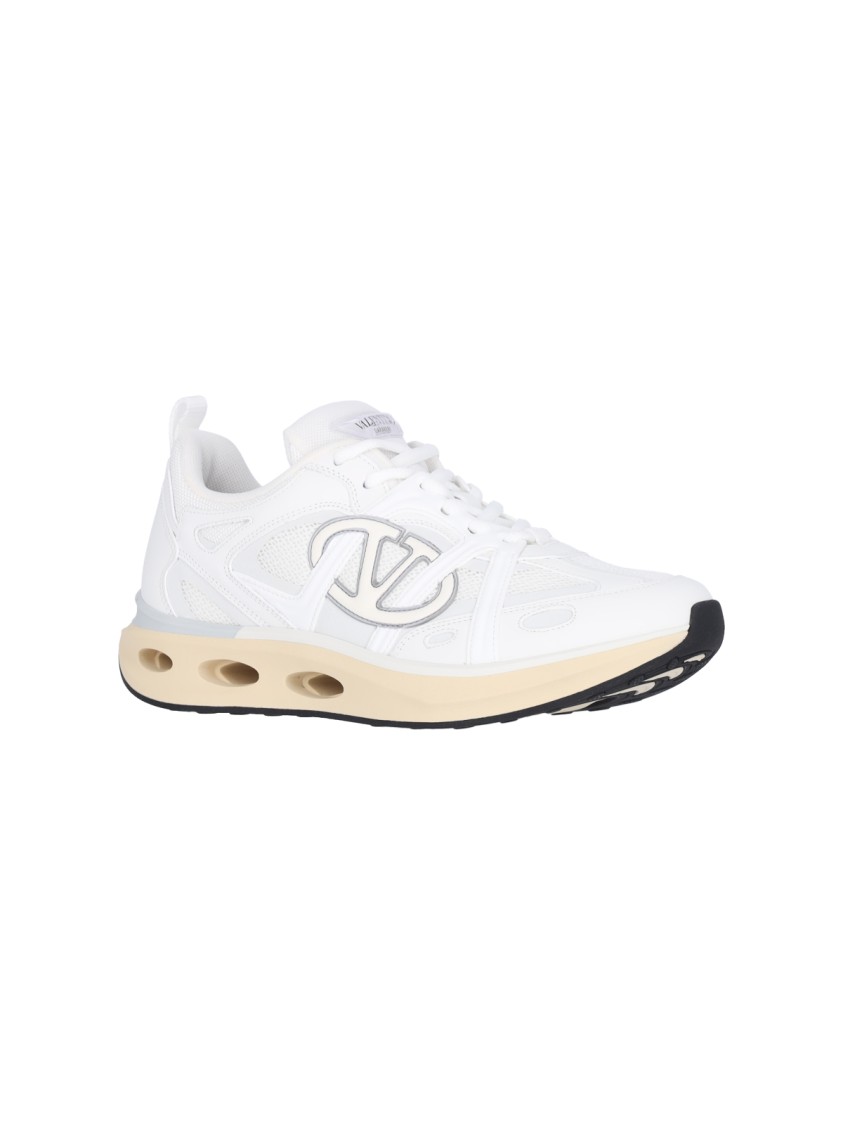 Valentino White Leather And Fabric Vlogo Easyjog Sneakers In White