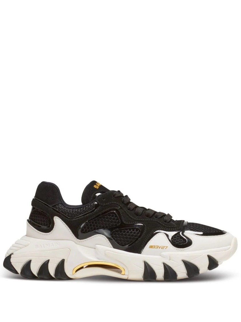 Balmain Rubberized Black Trainers In Black