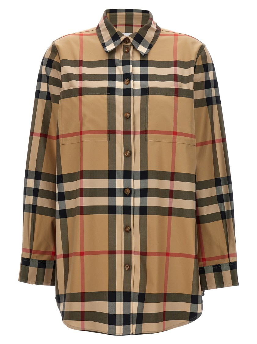 Burberry Nivi Check Cotton Shirt In Brown