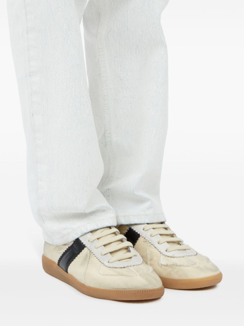 Maison Margiela Replica Leather And Suede-trimmed Twill Sneakers In Neutrals